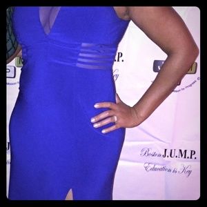 Cobalt blue deep back- V cut